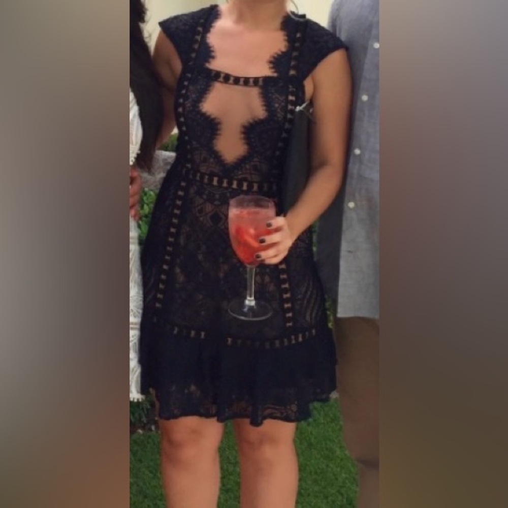 for love and lemons navy and black mini dress